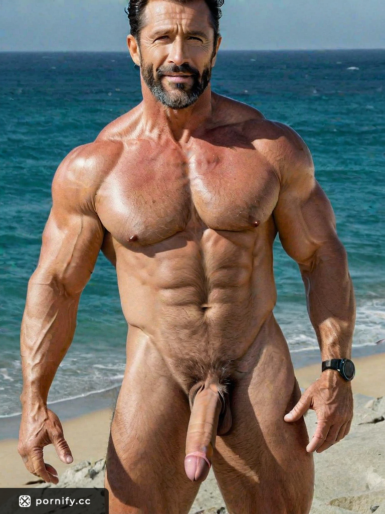 Huge Muscular Black DILF Smiling on the Beach